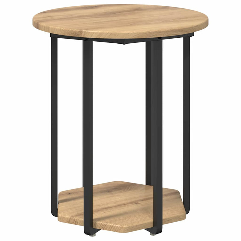vidaXL Kisasztal készlet polcokkal 2 pcs Artisan tölgy és fekete