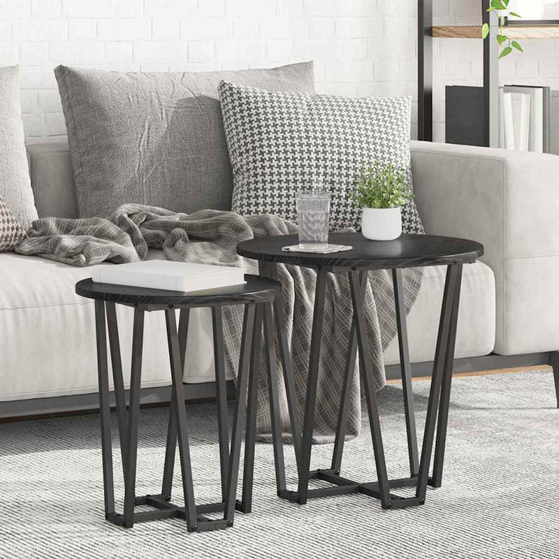 vidaXL Kisasztal készlet 2 pcs Musta tammi 50 x 50 x 50.5 cm