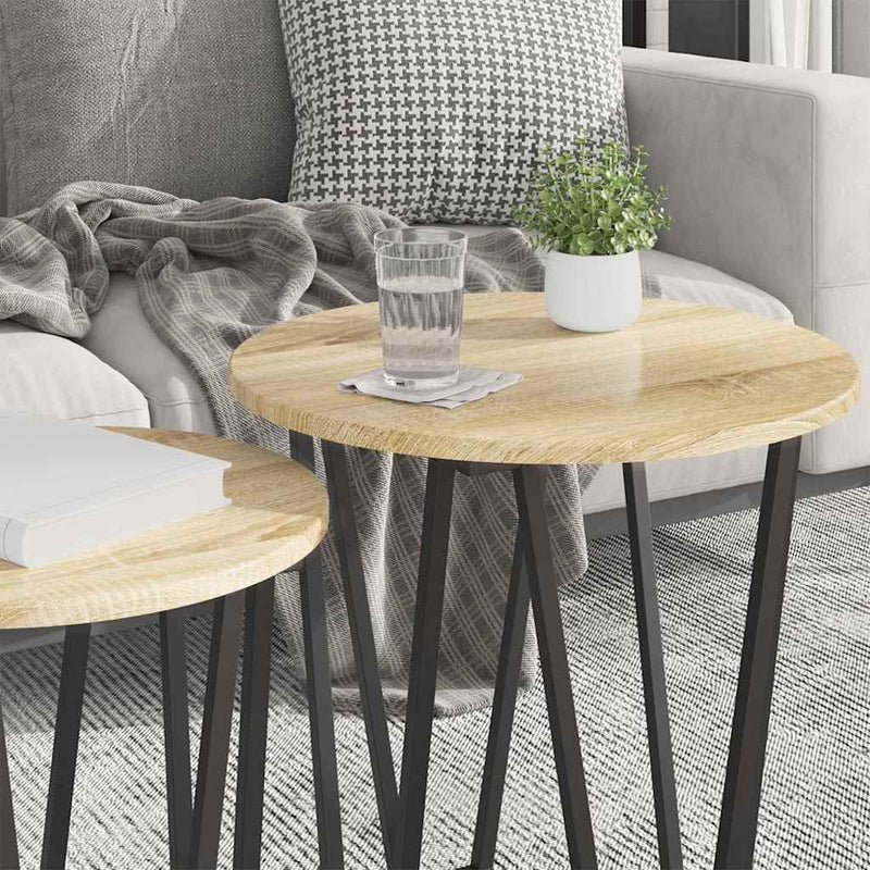 vidaXL Kisasztal készlet 2 pcs Sonoma tölgy és Fekete
