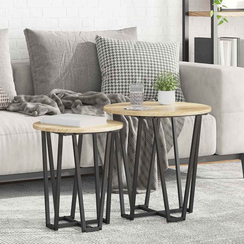 vidaXL Kisasztal készlet 2 pcs Sonoma tölgy és Fekete