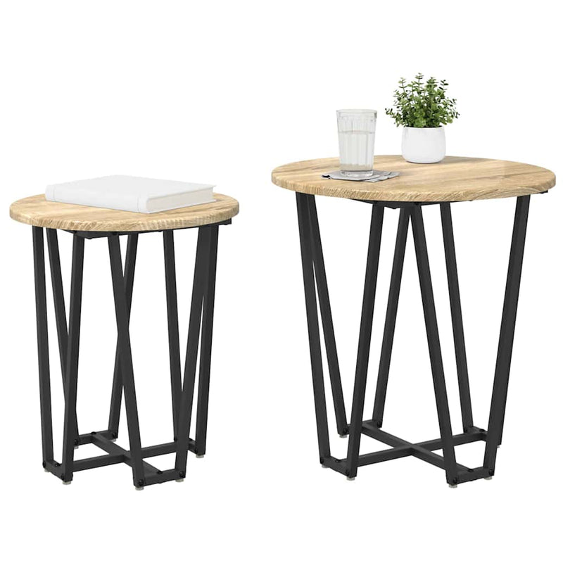 vidaXL Kisasztal készlet 2 pcs Sonoma tölgy és Fekete