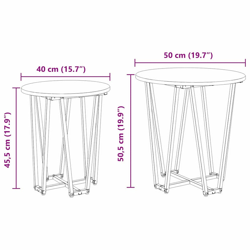 vidaXL Kisasztal készlet 2 pcs Sonoma tölgy és Fekete