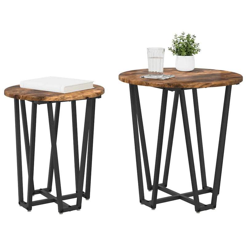 vidaXL Kisasztal készlet 2 pcs Füstölt tölgy és Fekete