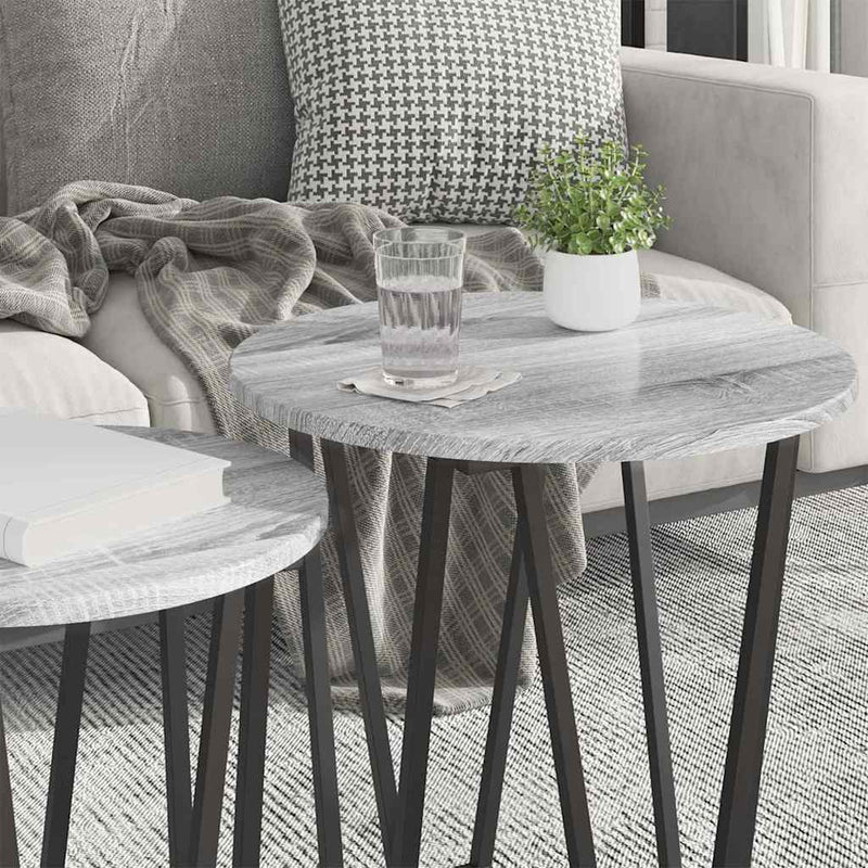 vidaXL Kisasztal készlet 2 pcs Szürke sonoma és Fekete