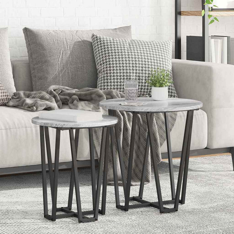 vidaXL Kisasztal készlet 2 pcs Szürke sonoma és Fekete