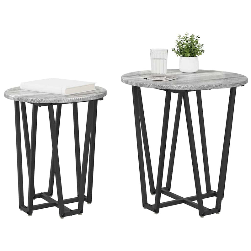 vidaXL Kisasztal készlet 2 pcs Szürke sonoma és Fekete