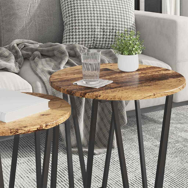 vidaXL Kisasztal készlet 2 pcs Régi fa és fekete 50 x 50 x 50.5 cm