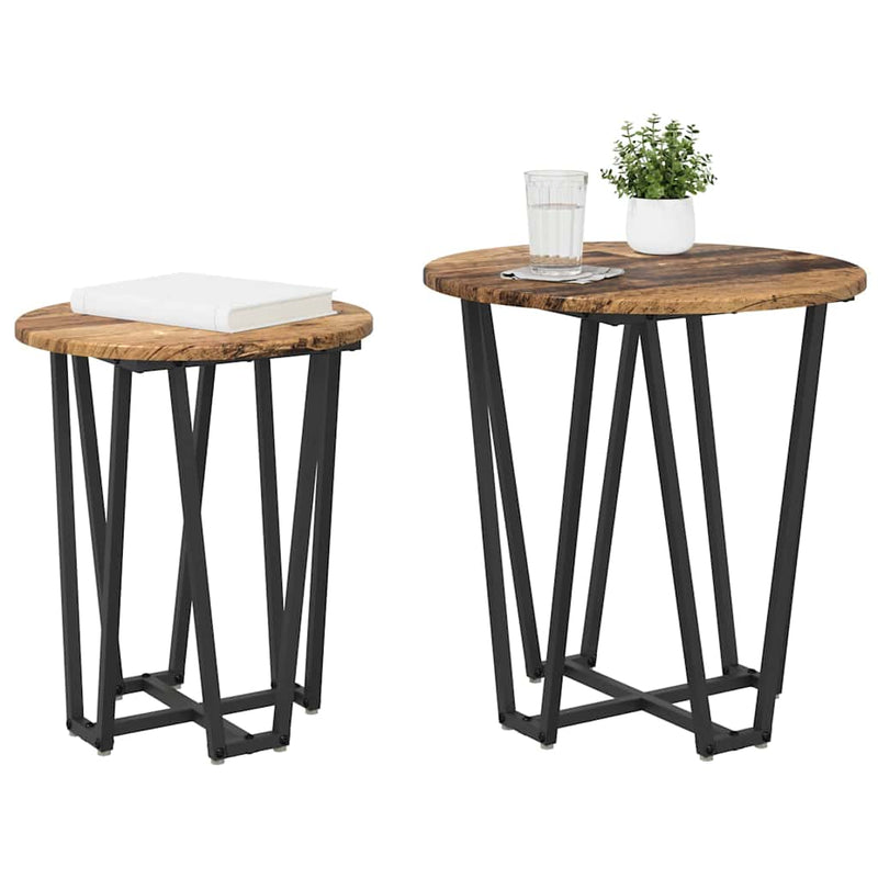 vidaXL Kisasztal készlet 2 pcs Régi fa és fekete 50 x 50 x 50.5 cm