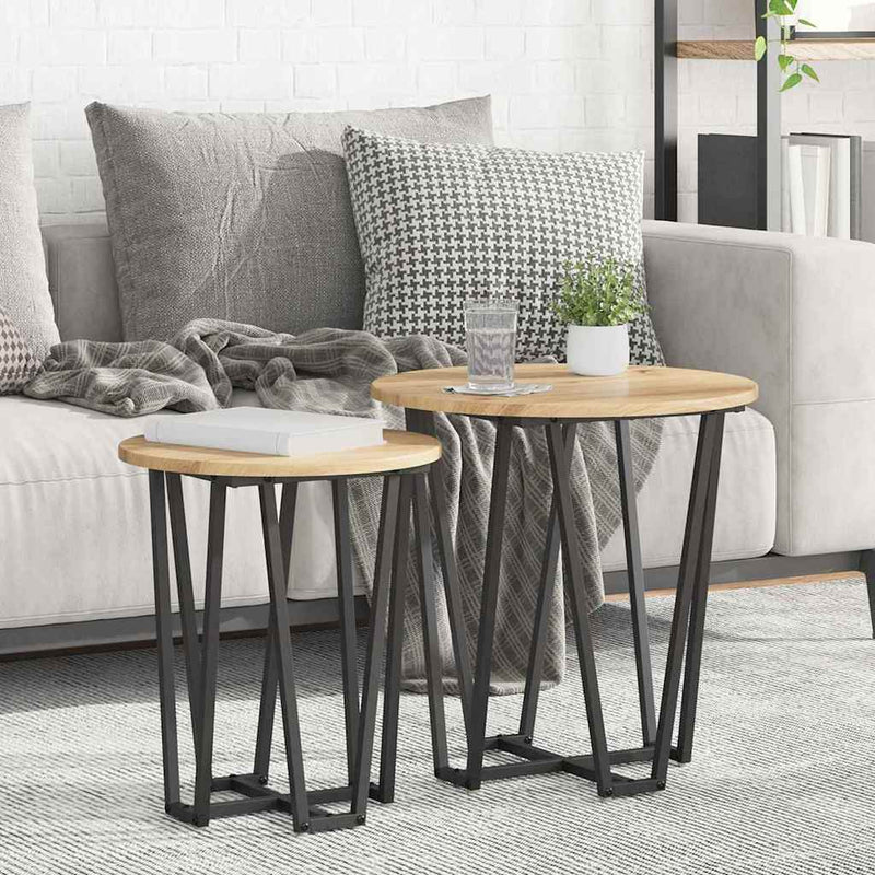 vidaXL Kisasztal készlet 2 pcs Artisan tölgy és fekete