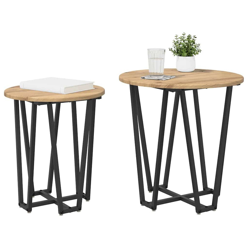 vidaXL Kisasztal készlet 2 pcs Artisan tölgy és fekete