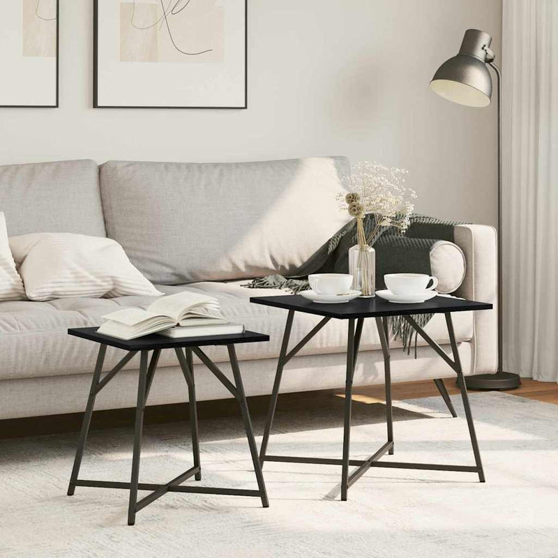 vidaXL Kisasztal készlet 2 pcs Fekete tölgy