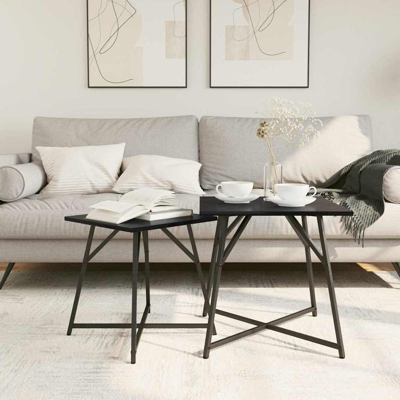 vidaXL Kisasztal készlet 2 pcs Fekete tölgy