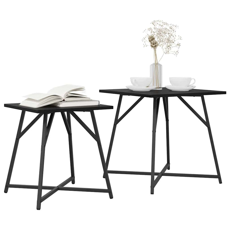vidaXL Kisasztal készlet 2 pcs Musta tammi 50 x 50 x 50 cm