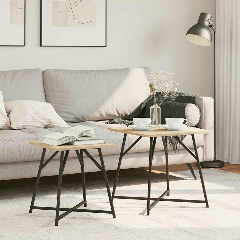 vidaXL Kisasztal készlet 2 pcs Sonoma tölgy és Fekete 50 x 50 x 50 cm
