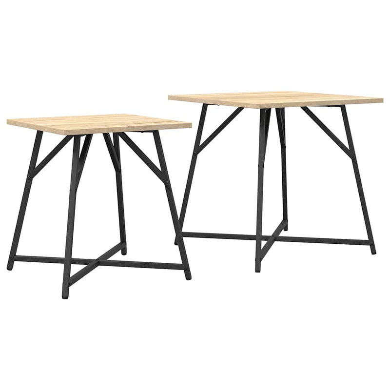 vidaXL Kisasztal készlet 2 pcs Sonoma tölgy és Fekete 50 x 50 x 50 cm
