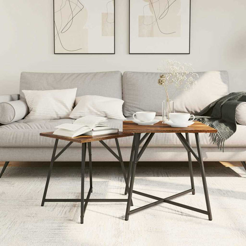 vidaXL Kisasztal készlet 2 pcs Füstölt tölgy és Fekete 50 x 50 x 50 cm