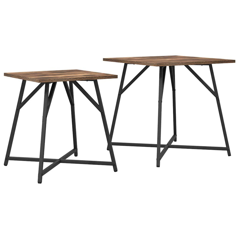 vidaXL Kisasztal készlet 2 pcs Füstölt tölgy és Fekete 50 x 50 x 50 cm