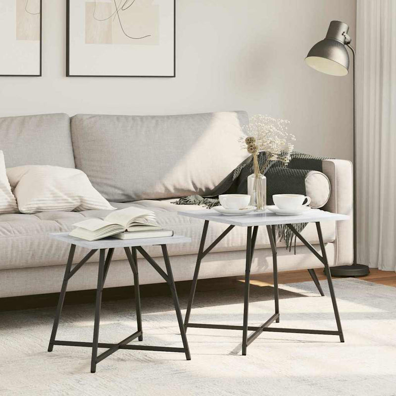 vidaXL Kisasztal készlet 2 pcs Szürke sonoma és Fekete 50 x 50 x 50 cm
