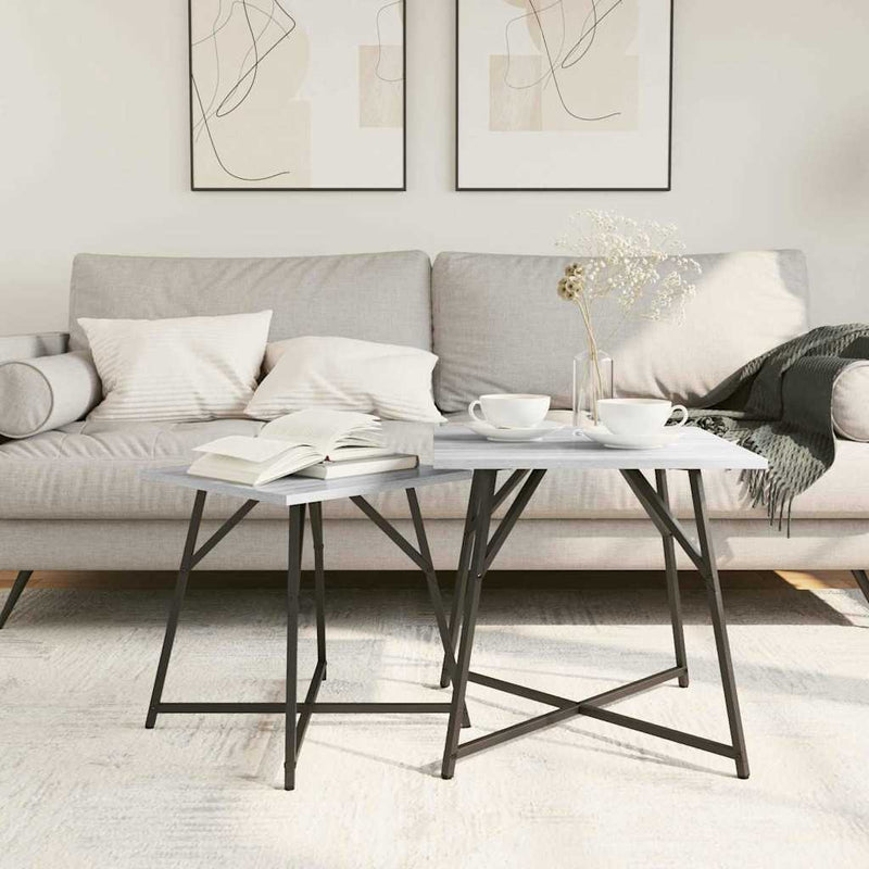 vidaXL Kisasztal készlet 2 pcs Szürke sonoma és Fekete 50 x 50 x 50 cm