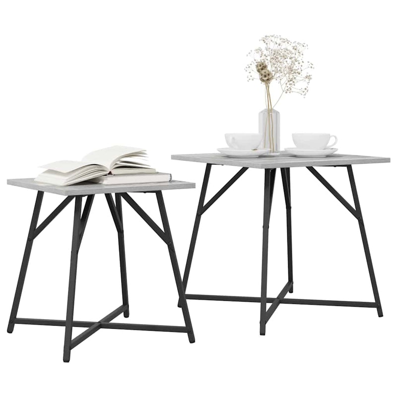 vidaXL Kisasztal készlet 2 pcs Szürke sonoma és Fekete 50 x 50 x 50 cm