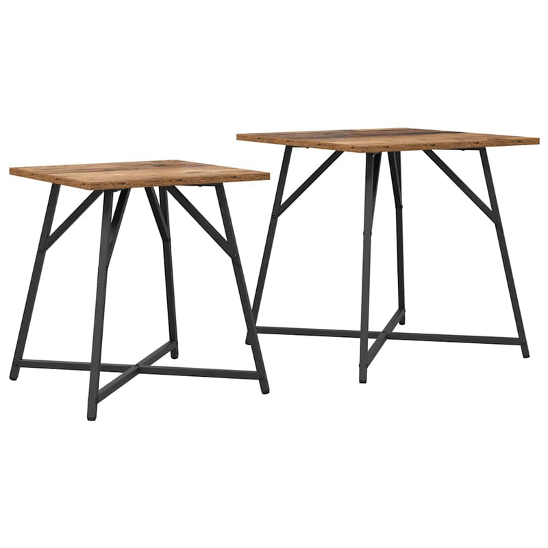 vidaXL Kisasztal készlet 2 pcs Régi fa és fekete 50 x 50 x 50 cm