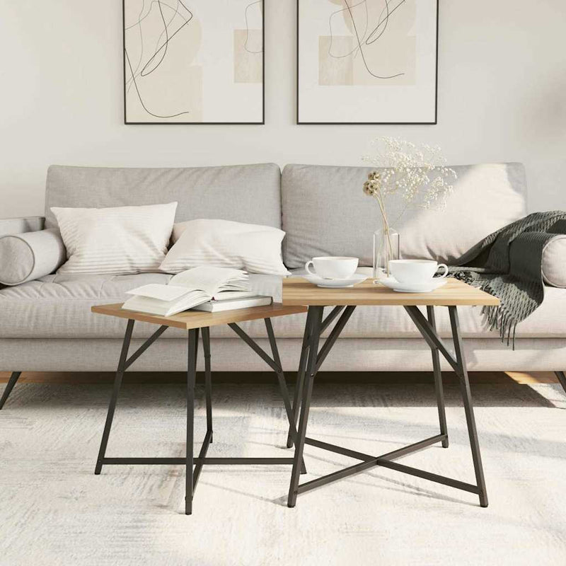 vidaXL Kisasztal készlet 2 pcs Artisan tölgy és fekete 50 x 50 x 50 cm