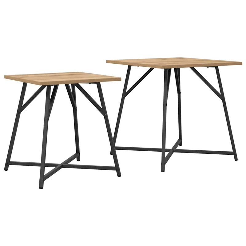 vidaXL Kisasztal készlet 2 pcs Artisan tölgy és fekete 50 x 50 x 50 cm
