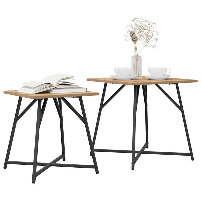 vidaXL Kisasztal készlet 2 pcs Artisan tölgy és fekete 50 x 50 x 50 cm