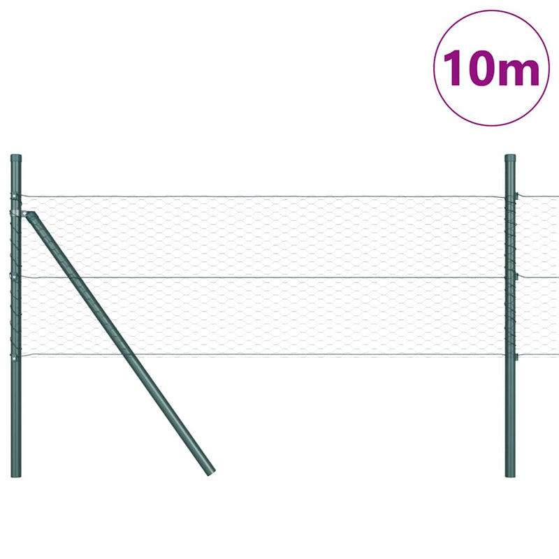 vidaXL Kerítés oszlopokkal Zöld 0,4 x 10 m PVC-bevonatos acél