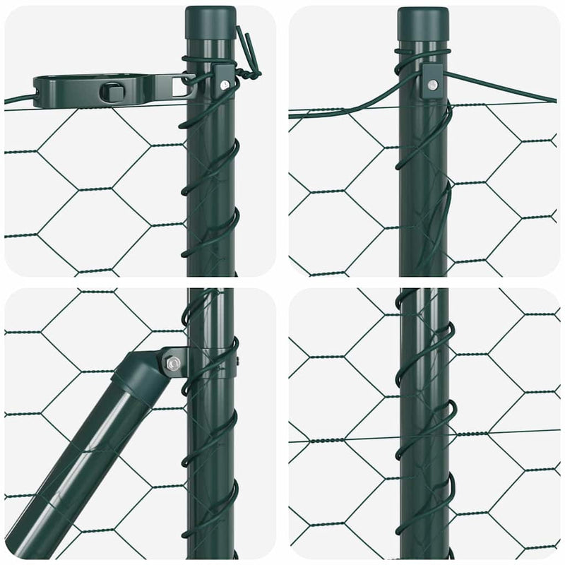 vidaXL Kerítés oszlopokkal Zöld 0,4 x 10 m PVC-bevonatos acél