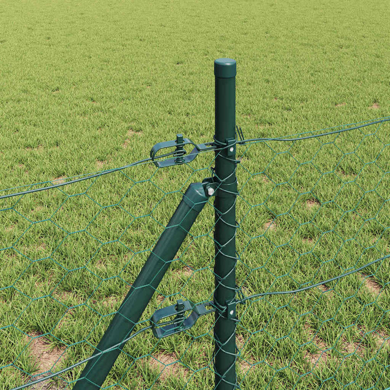 vidaXL Kerítés oszlopokkal Zöld 0,4 x 10 m PVC-bevonatos acél