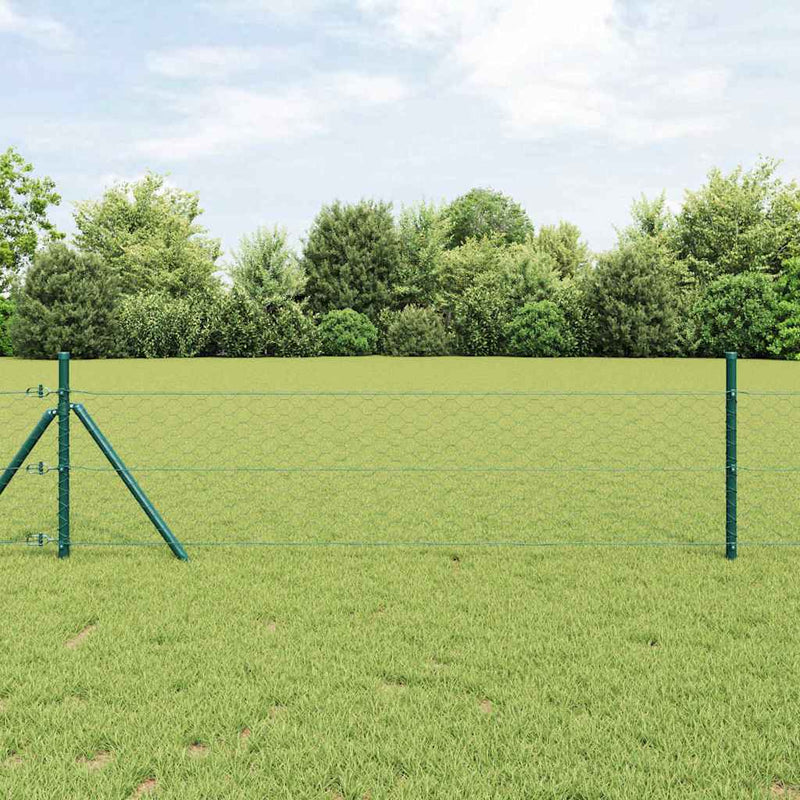 vidaXL Kerítés oszlopokkal Zöld 0,4 x 10 m PVC-bevonatos acél