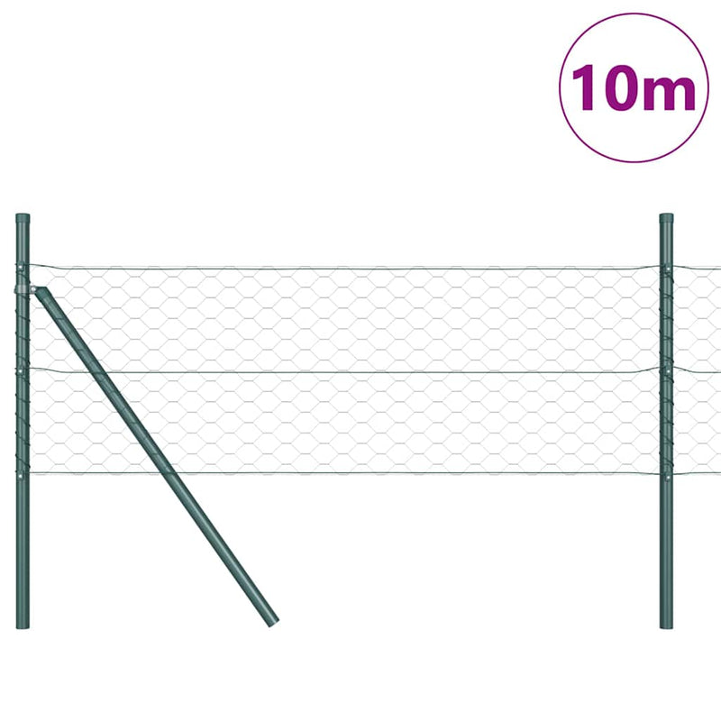 vidaXL Kerítés oszlopokkal Zöld 0,4 x 10 m PVC-bevonatos acél
