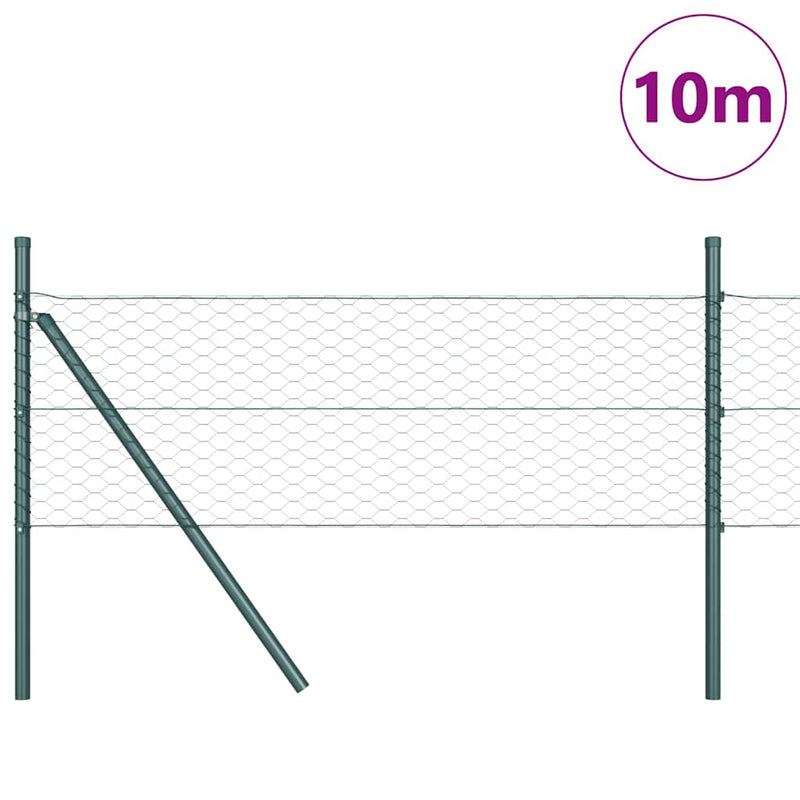 vidaXL Kerítés oszlopokkal Zöld 0.5 x 10 m PVC-bevonatos acél