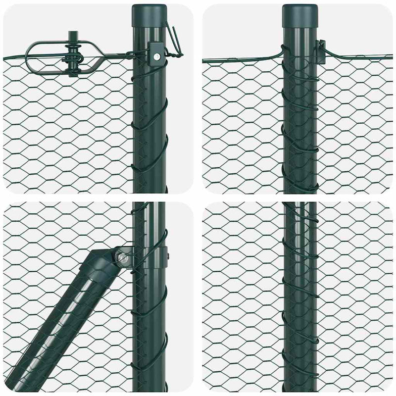 vidaXL Kerítés oszlopokkal Zöld 0,6 x 10 m PVC-bevonatos acél