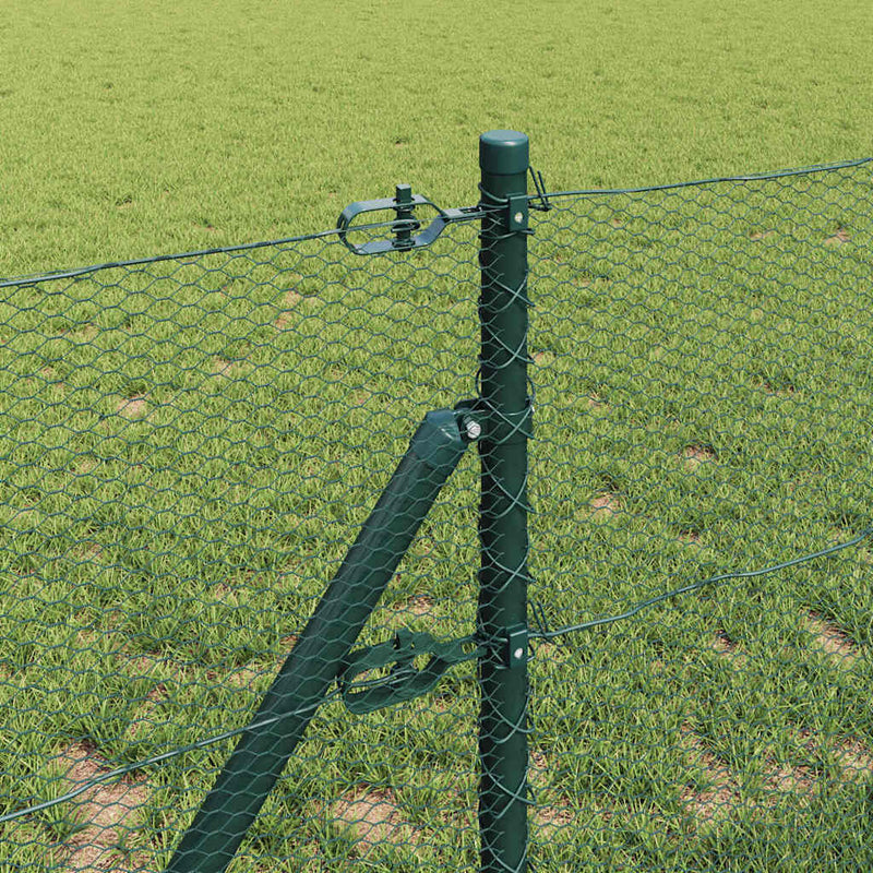vidaXL Kerítés oszlopokkal Zöld 0,6 x 10 m PVC-bevonatos acél