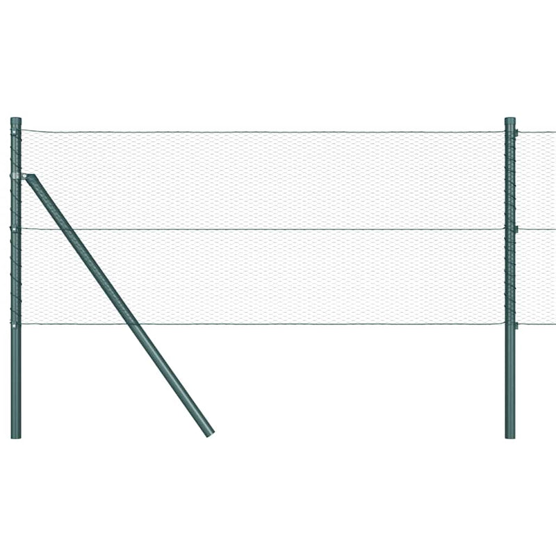 vidaXL Kerítés oszlopokkal Zöld 0,6 x 10 m PVC-bevonatos acél