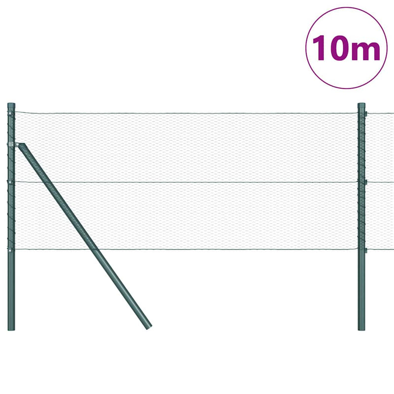 vidaXL Kerítés oszlopokkal Zöld 0,6 x 10 m PVC-bevonatos acél