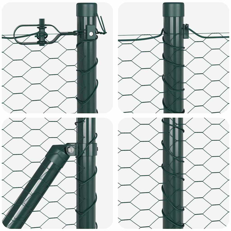 vidaXL Kerítés oszlopokkal Zöld 0,6 x 10 m PVC-bevonatos acél