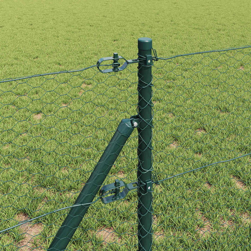 vidaXL Kerítés oszlopokkal Zöld 0,6 x 10 m PVC-bevonatos acél