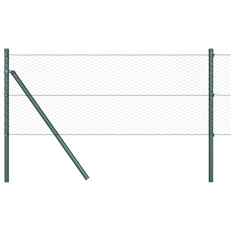 vidaXL Kerítés oszlopokkal Zöld 0,6 x 10 m PVC-bevonatos acél