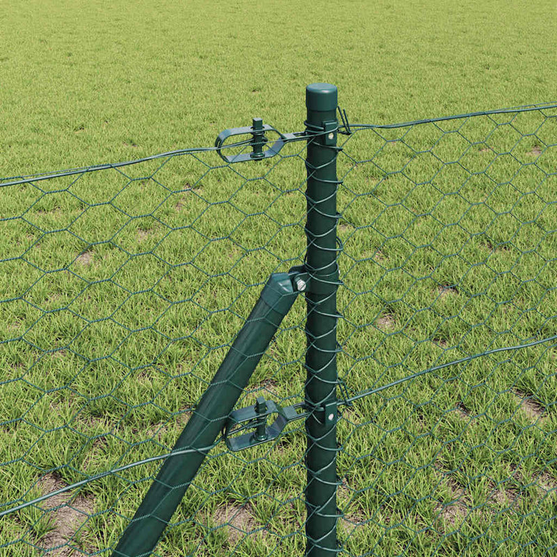 vidaXL Kerítés oszlopokkal Zöld 0,6 x 10 m PVC-bevonatos acél