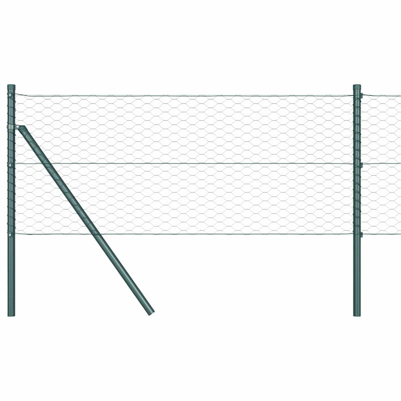 vidaXL Kerítés oszlopokkal Zöld 0,6 x 10 m PVC-bevonatos acél