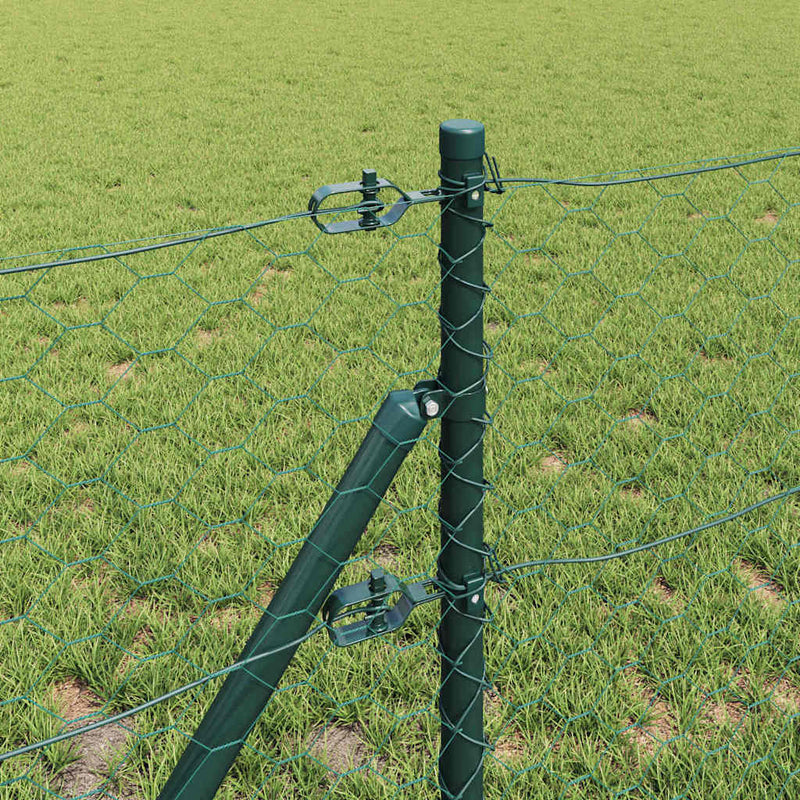 vidaXL Kerítés oszlopokkal Zöld 0,6 x 10 m PVC-bevonatos acél