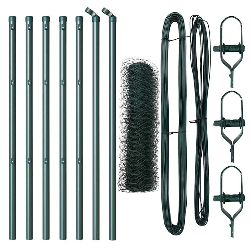 vidaXL Kerítés oszlopokkal Zöld 0,6 x 10 m PVC-bevonatos acél