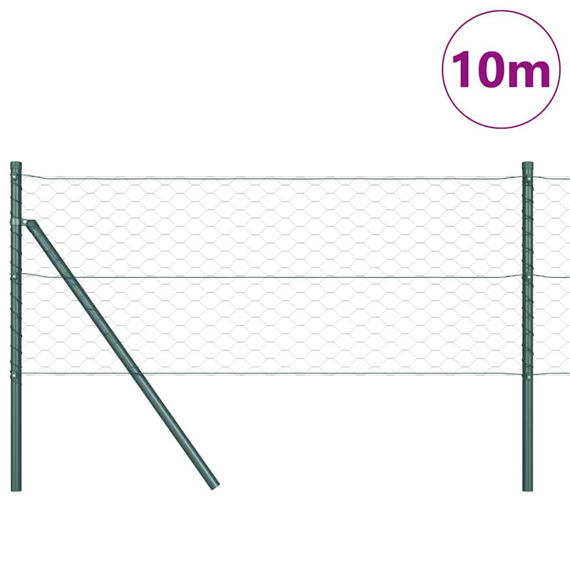 vidaXL Kerítés oszlopokkal Zöld 0,6 x 10 m PVC-bevonatos acél