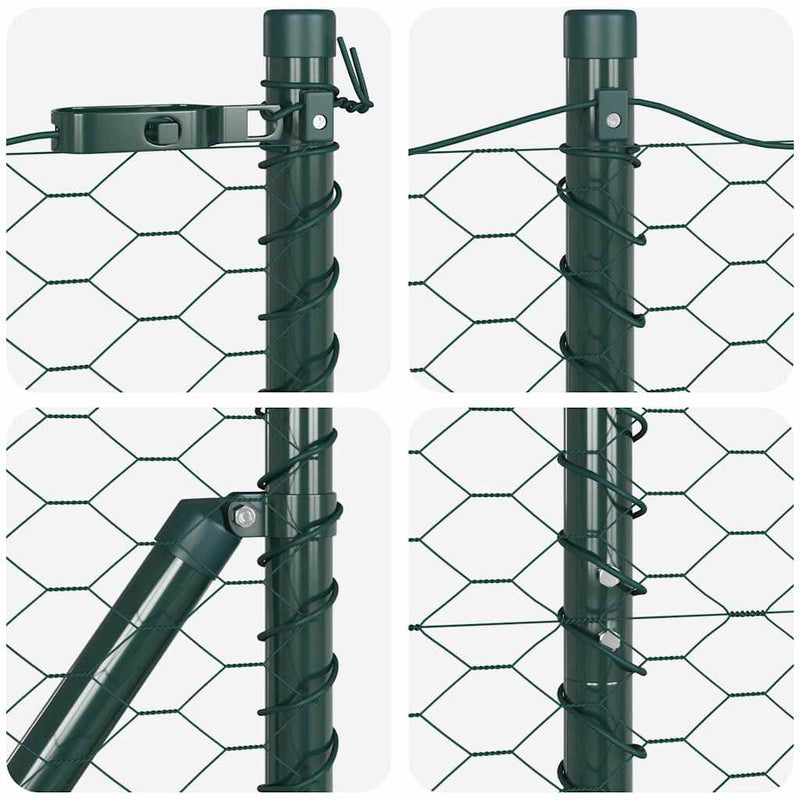 vidaXL Kerítés oszlopokkal Zöld 1 x 10 m PVC-bevonatos acél