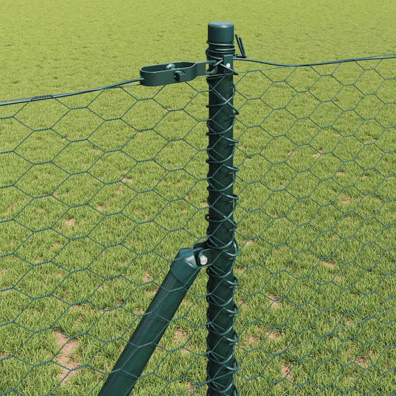vidaXL Kerítés oszlopokkal Zöld 1 x 10 m PVC-bevonatos acél