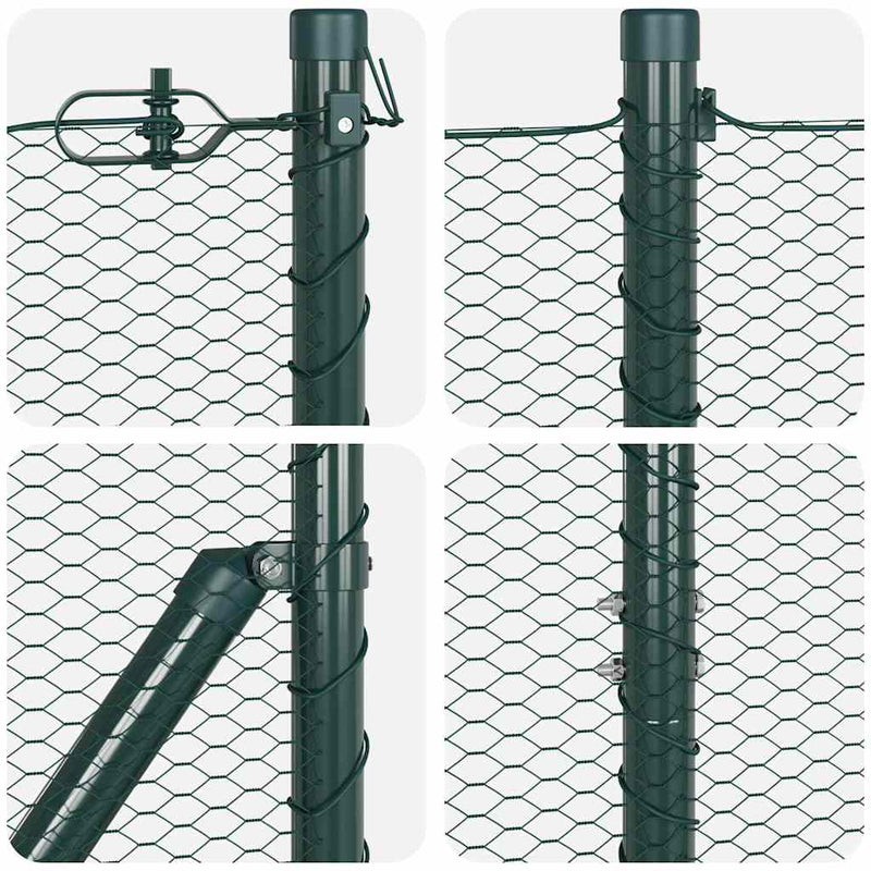 vidaXL Kerítés oszlopokkal Zöld 1.2 x 10 m PVC-bevonatos acél