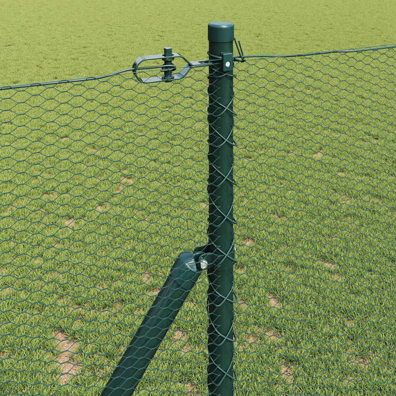 vidaXL Kerítés oszlopokkal Zöld 1.2 x 10 m PVC-bevonatos acél